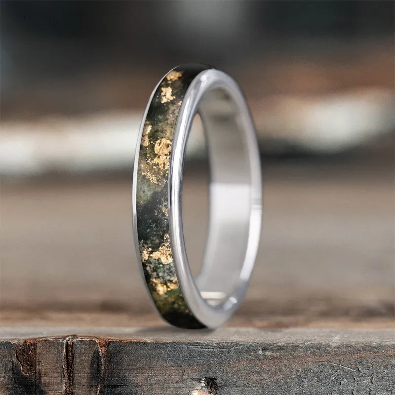 band ring for women-Custom Design - Ladies Single Inlay Ring nY4GbGikMe0WdwOMb0tsgCye