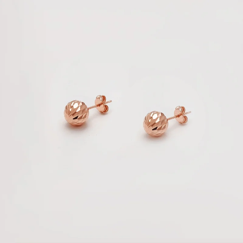 gemstone earrings for women-Faceted Cut Ball Stud Earrings (10K)