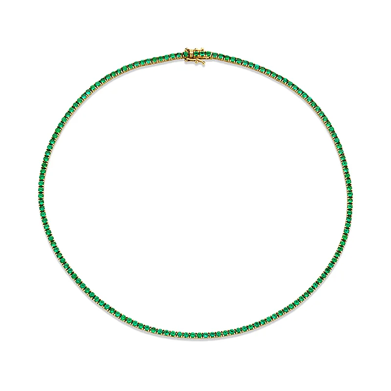 crystal pendant necklace for women-Emerald Infinity Tennis Choker