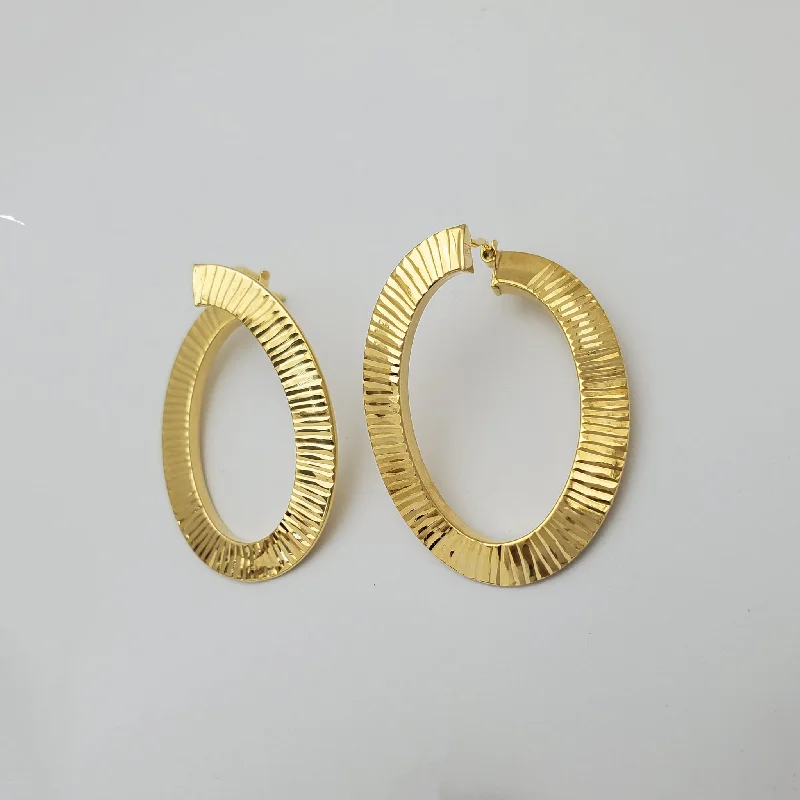 short earrings for women-Diamond Cut Twist Hoop Earrings (14K)