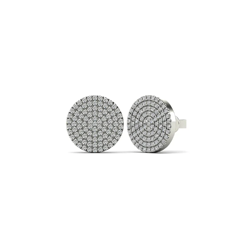 flower earrings for women-Diamond Round Micropave Stud Earrings (14K)