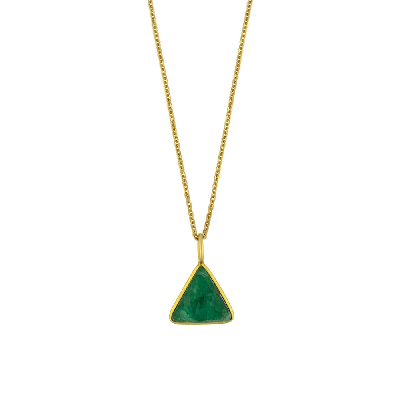 sapphire necklace for women-Triad Necklace in Emerald & Gold