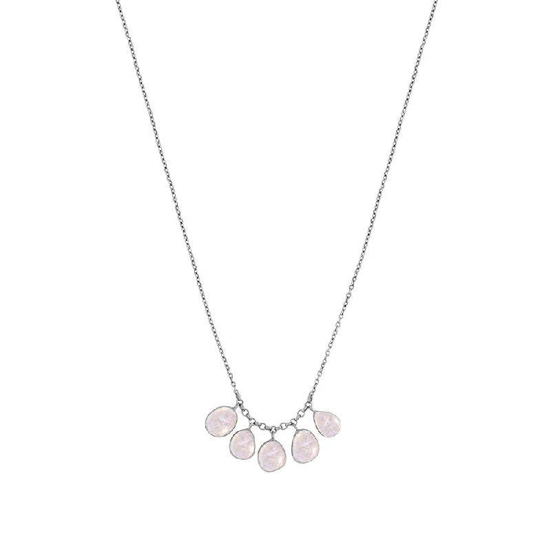 gemstone necklace for women-Moon Drops Necklace in Silver