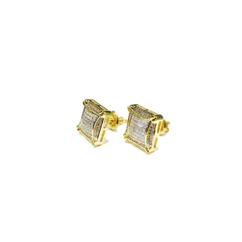 classic earrings for women-Diamond Square Earrings (10K).