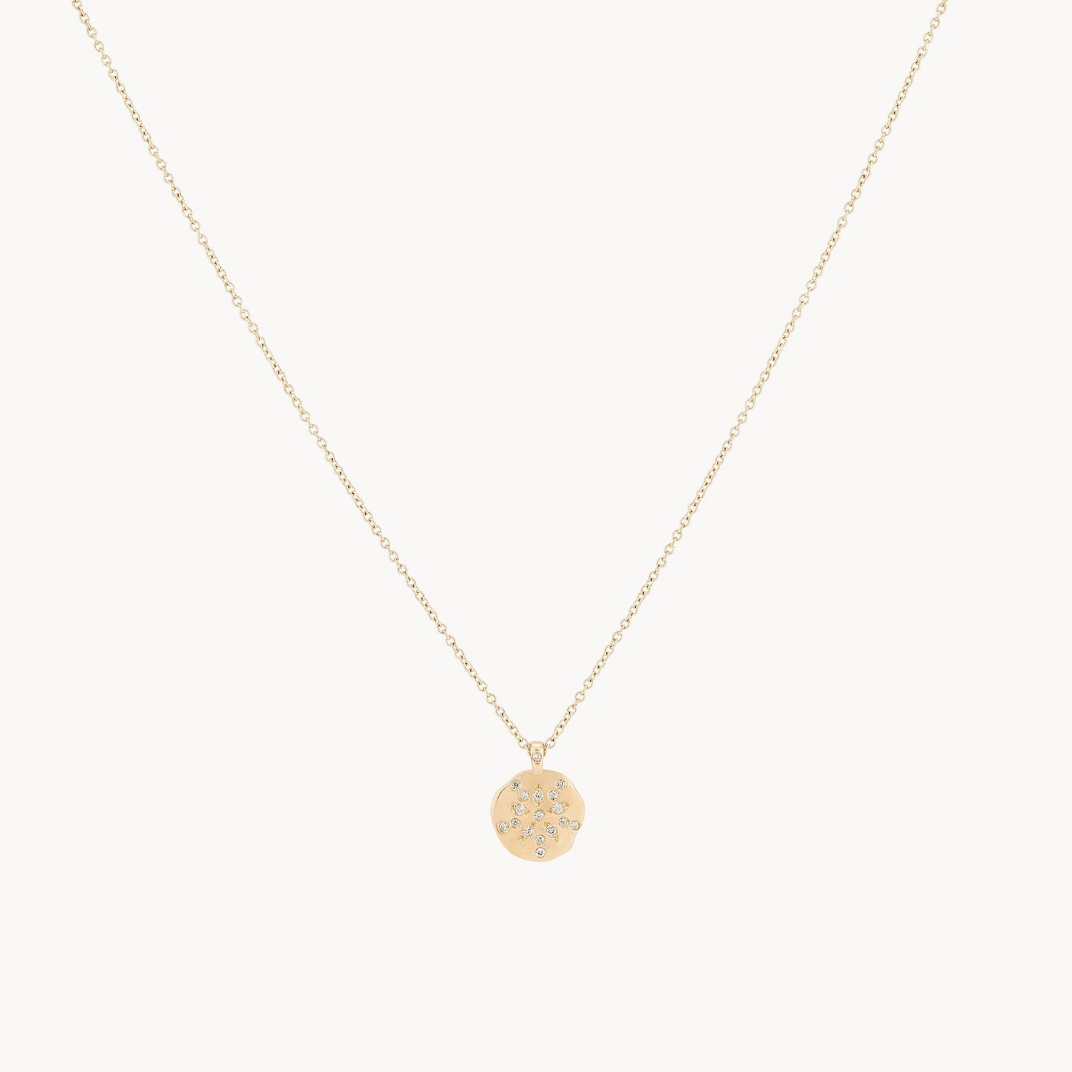 personalized gold necklace for women-sand dollar diamond necklace - 14k yellow gold, white diamond