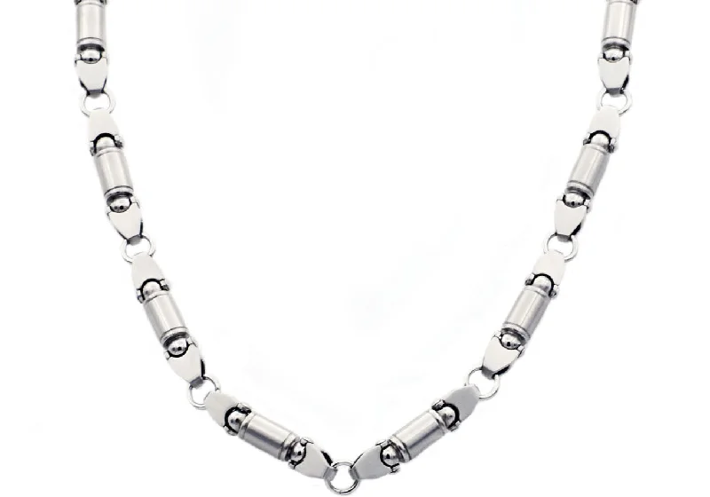 delicate necklace for women-Mens Stainless Steel Barrel Link Chain Necklace