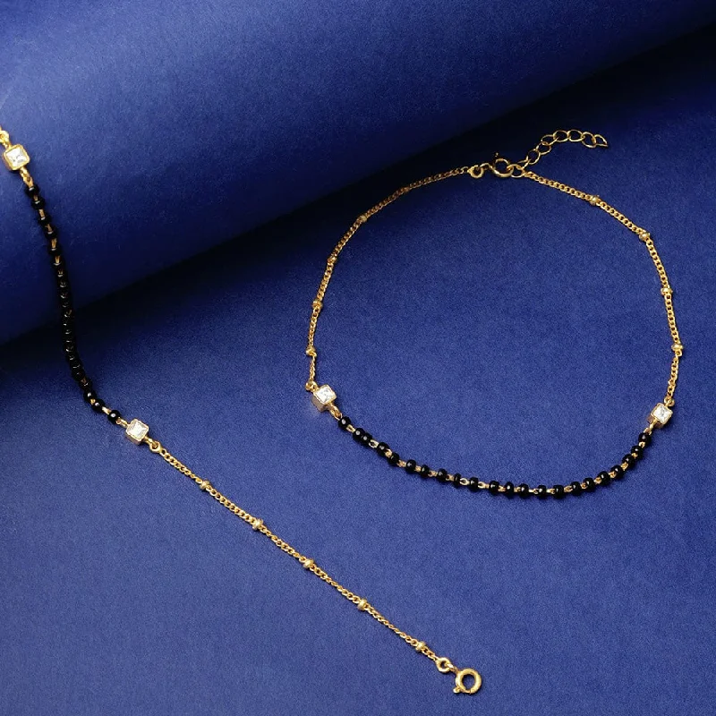 multi-strand anklets for women-Gold plated Anklet