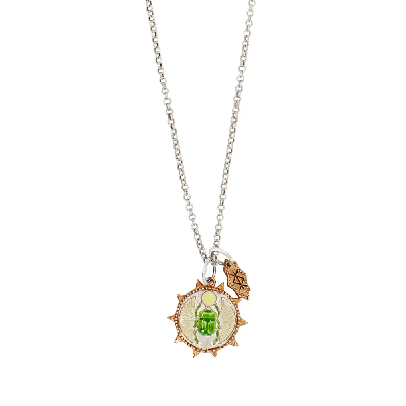 layered necklace for women-Protection Charm Necklace - Winged Scarab