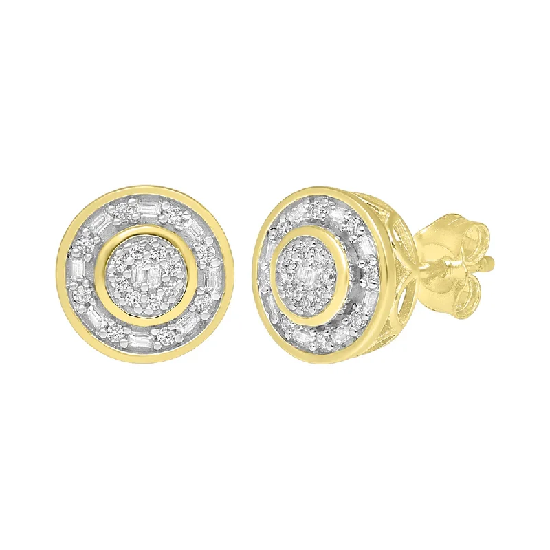 statement stud earrings for women-Diamond Round Stud Earrings (14K)