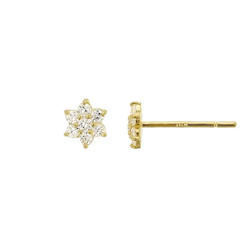 dainty earrings for women-Flower Stud Earrings (14K)