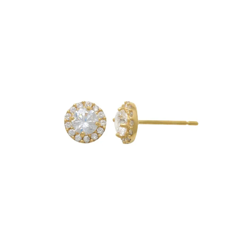 long earrings for women-Round Shape Stud Earrings (14K)