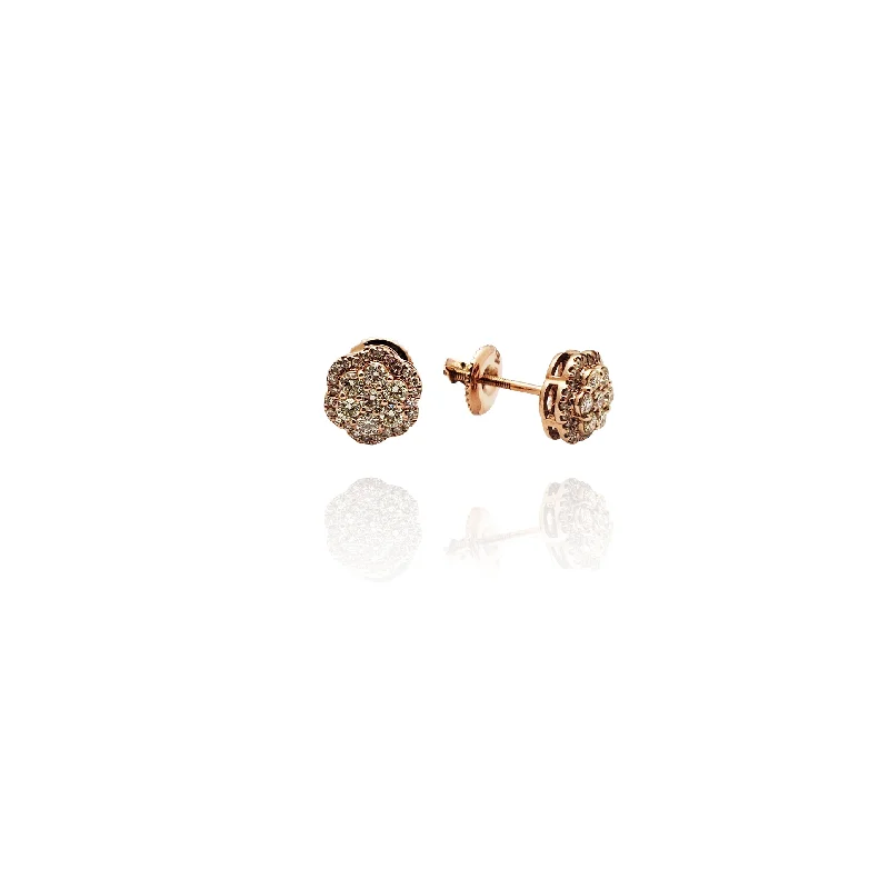 statement stud earrings for women-Diamond Flowery Stud Earrings (14K)