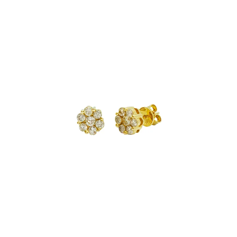 pearl drop earrings for women-Honeycomb Diamond Stud Earrings (14K)