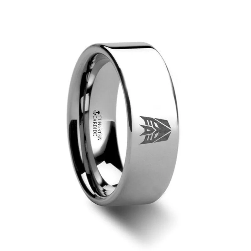 wedding set engagement rings for women-Decepticon Transformers Movie Symbol Super Hero Movie Tungsten Engraved Ring Jewelry - 2mm - 12mm