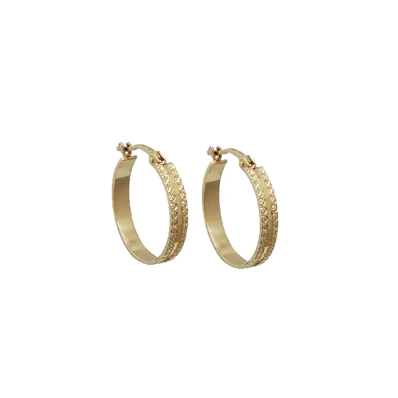 birthday earrings for women-Greek Design Diamond-Cut Hoop Earrings (14K)