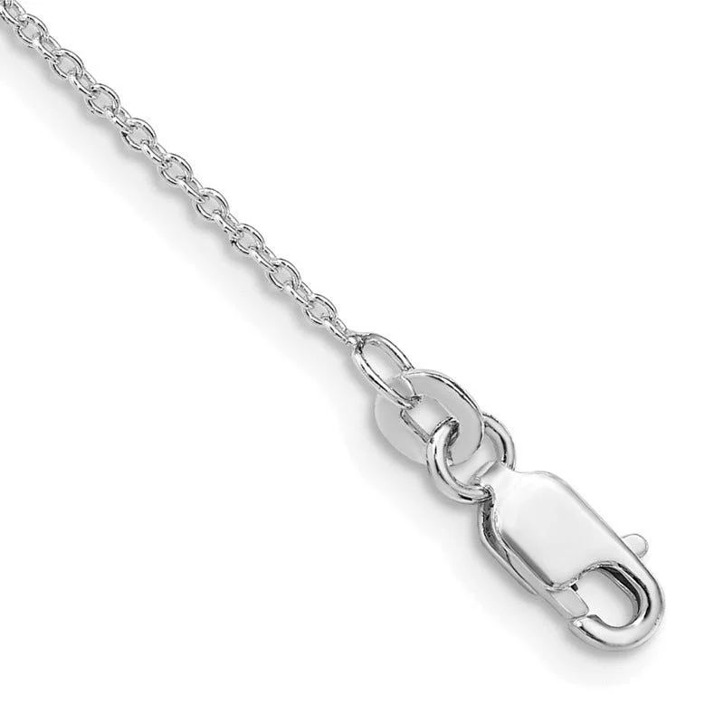 anklets with bells for women-Sterling Silver Rhodium-plated 1.25mm Cable Chain Anklet