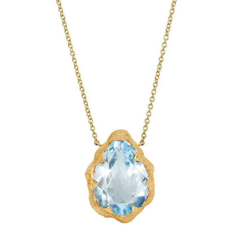 wedding necklace for women-Queen Water Drop Aquamarine Solitaire Necklace