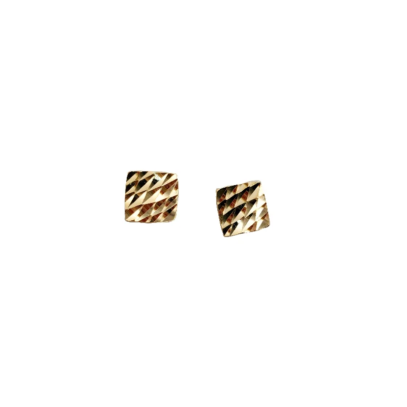 moon earrings for women-Square Shape Stud Earrings (14K)