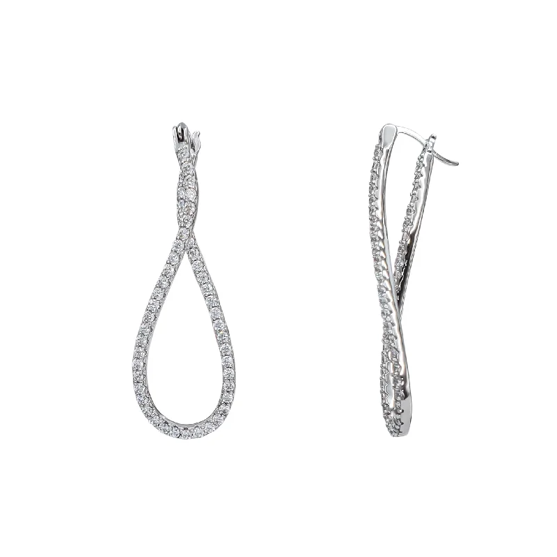 pearl earrings for women-Zirconia Twist Hoops Earrings (Silver)