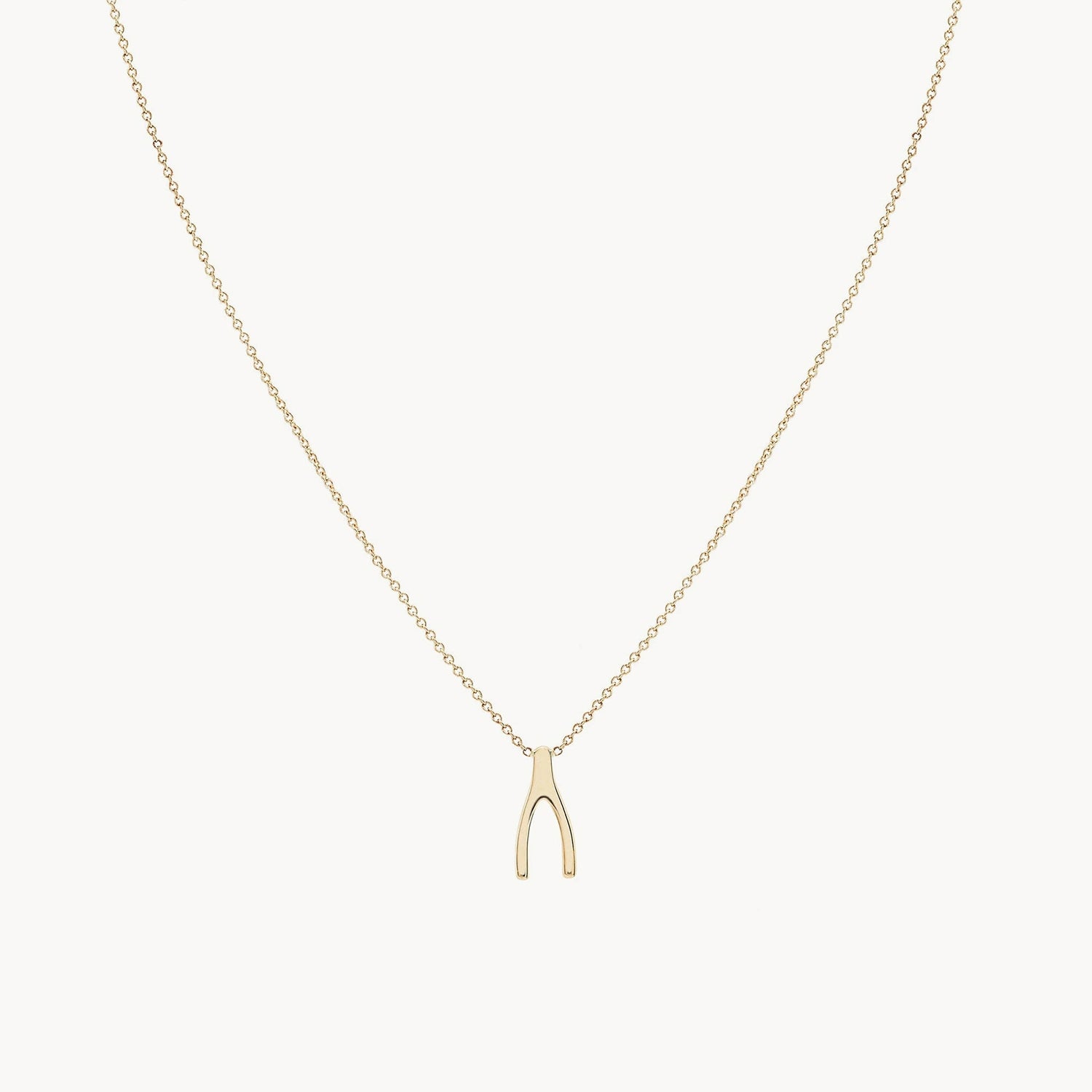 heart-shaped necklace for women-Everyday little wishbone necklace - 14k yellow gold