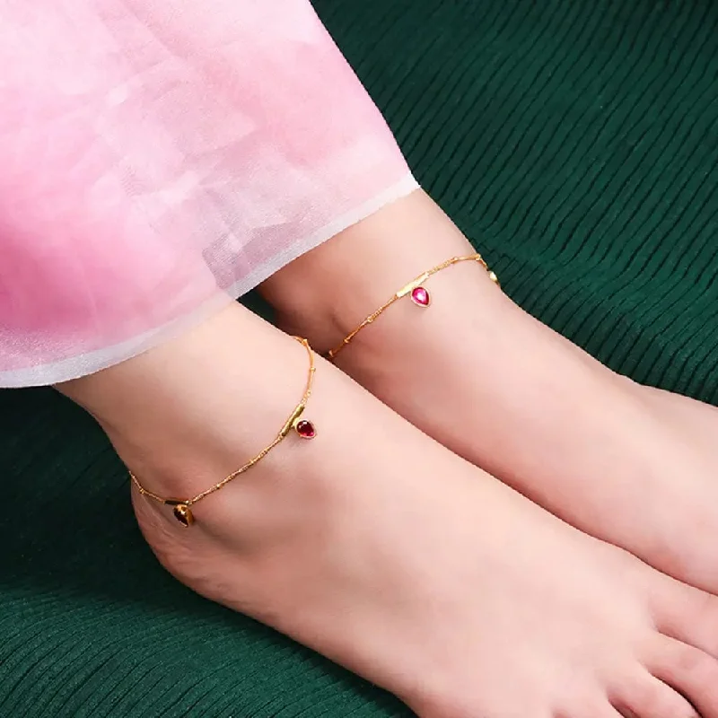 spiral anklets for women-Three Drop Silver 92.5 Anklet