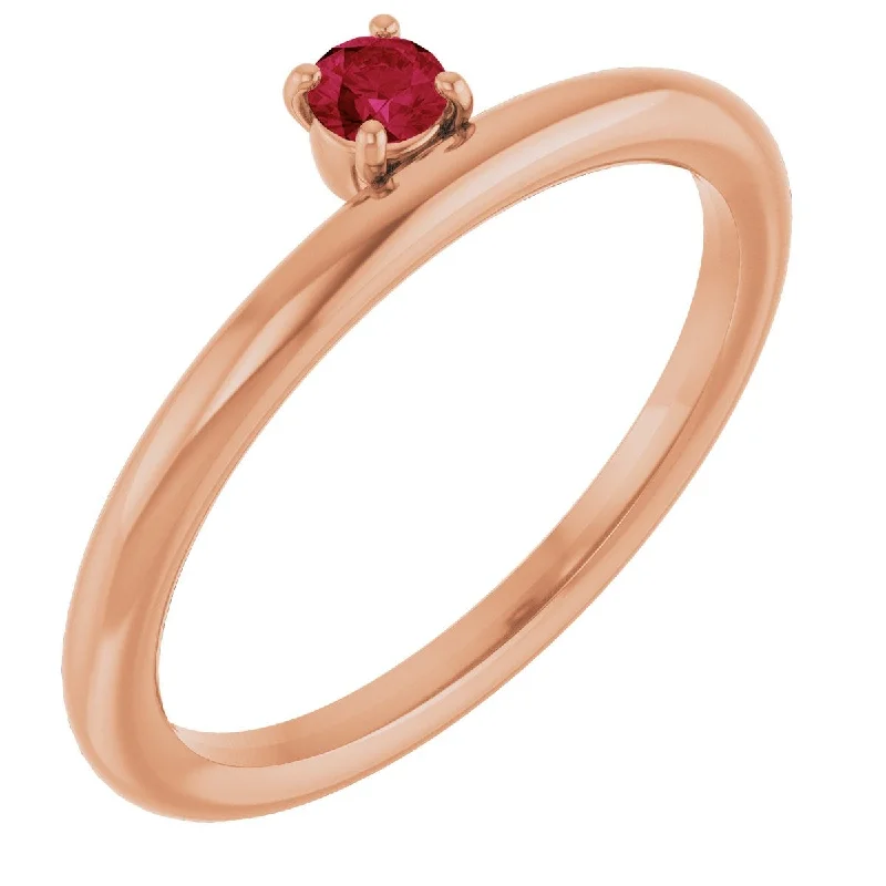 vintage style engagement rings for women-14K Rose Natural Ruby Stackable Ring