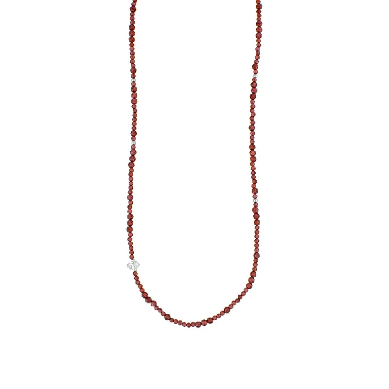 silver chain necklace for women-Garnet Strand Necklace