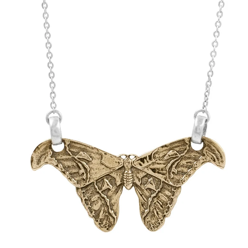 butterfly pendant necklace for women-Atlas Moth Necklace in Bronze