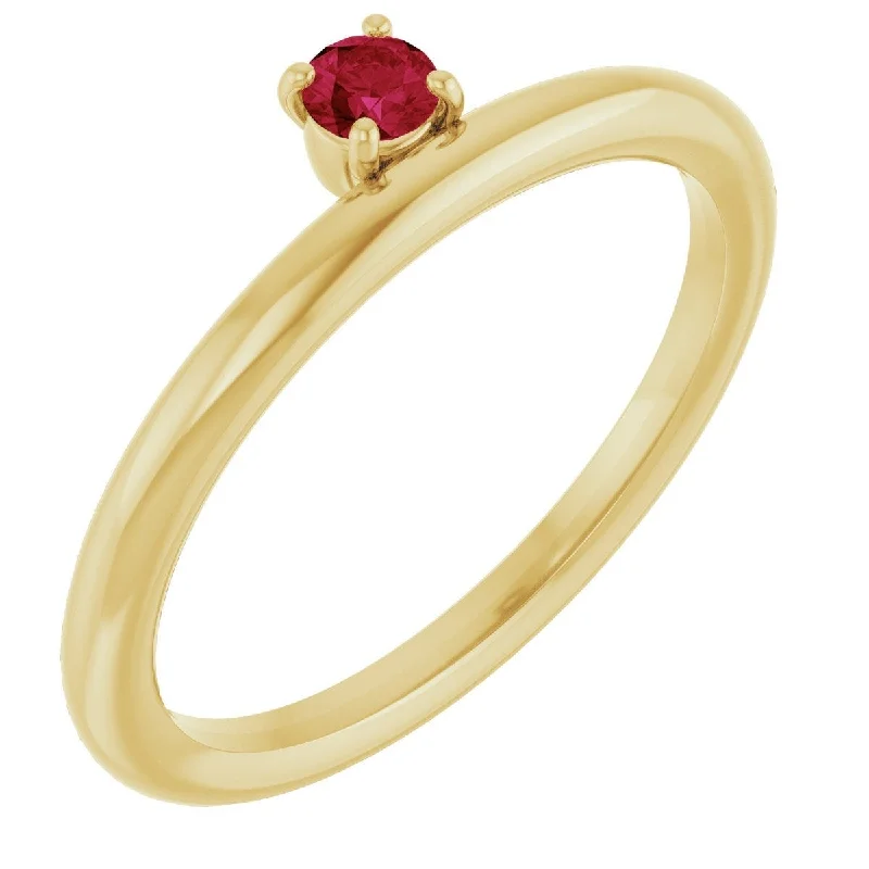 vintage diamond ring engagement rings for women-14K Yellow Natural Ruby Stackable Ring