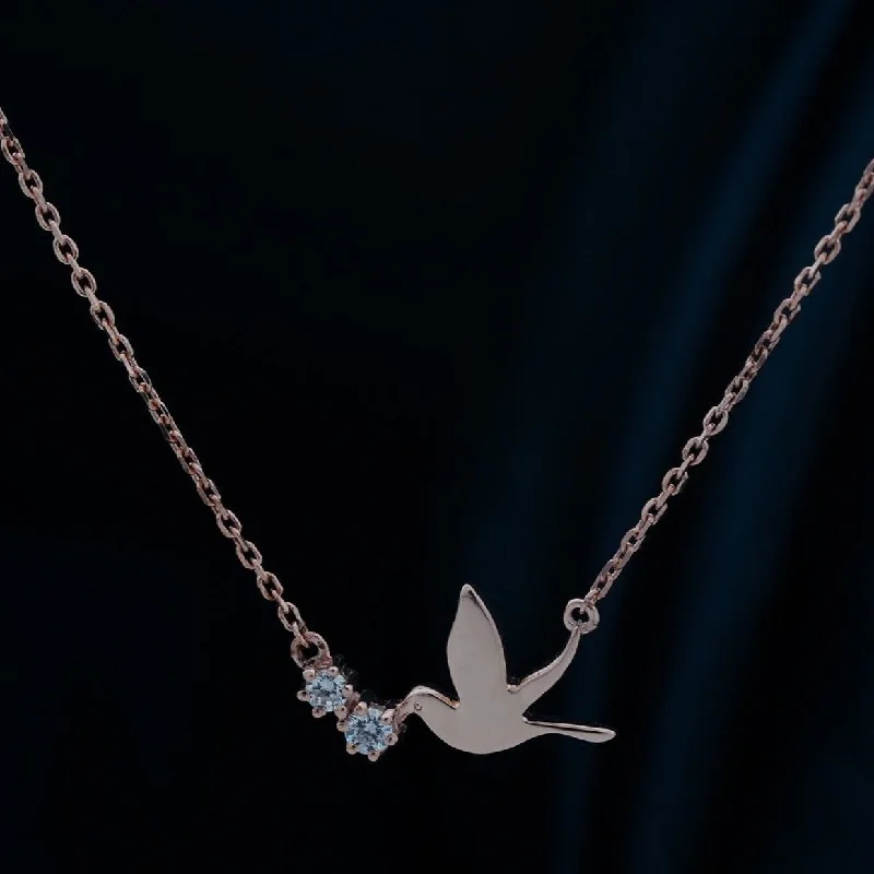 leather necklace for women-Rose Gold Flying Pigeon Necklace