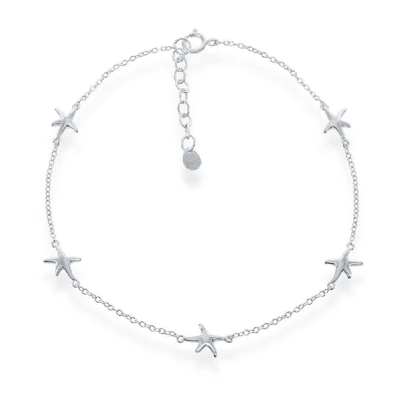 anklets for summer for women-Sterling Silver Starfish Anklet