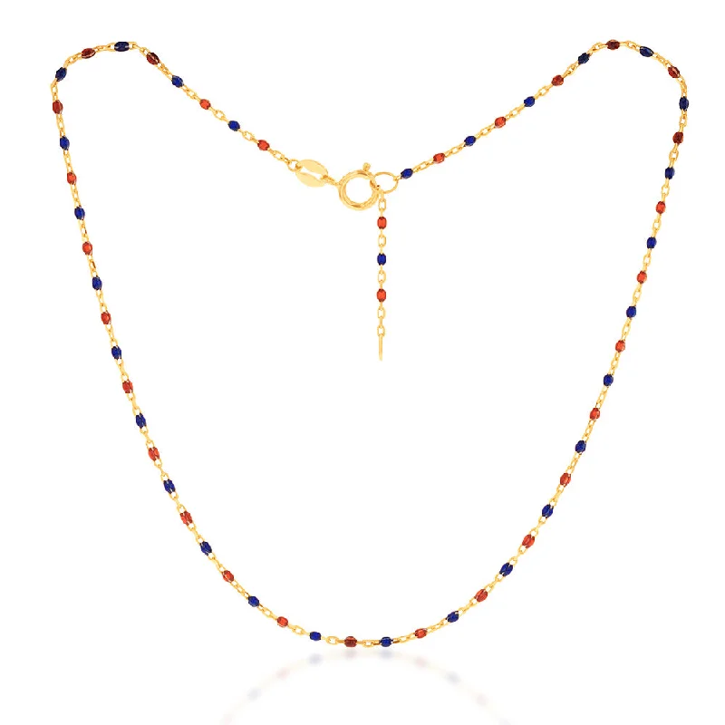 moon anklets for women-9ct Yellow Gold Fancy Red And Blue Bead Anklet