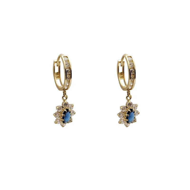 star earrings for women-Flower CZ Dangling Earrings (14K)