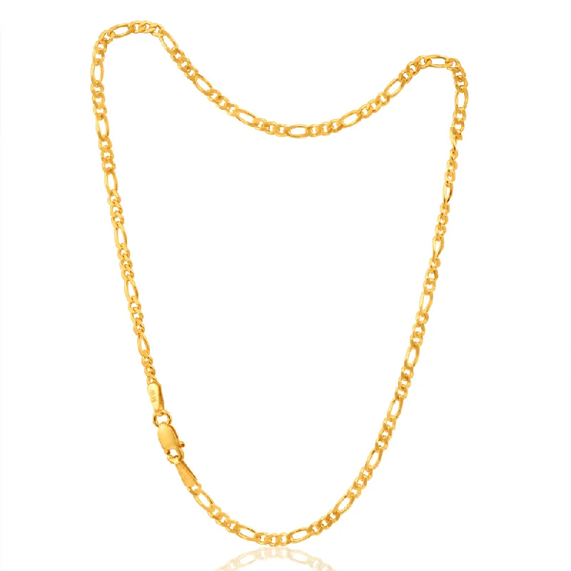 elegant anklets for women-9ct Yellow Gold 1:3 Figaro 25cm Anklet 60Gauge