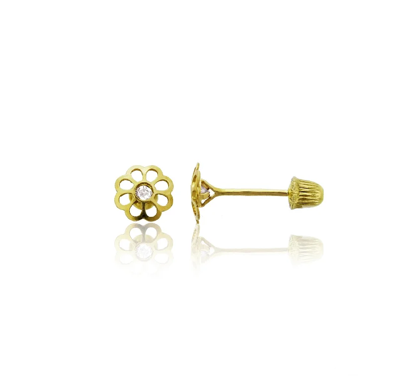 modern earrings for women-Flower Stud Earrings (14K)