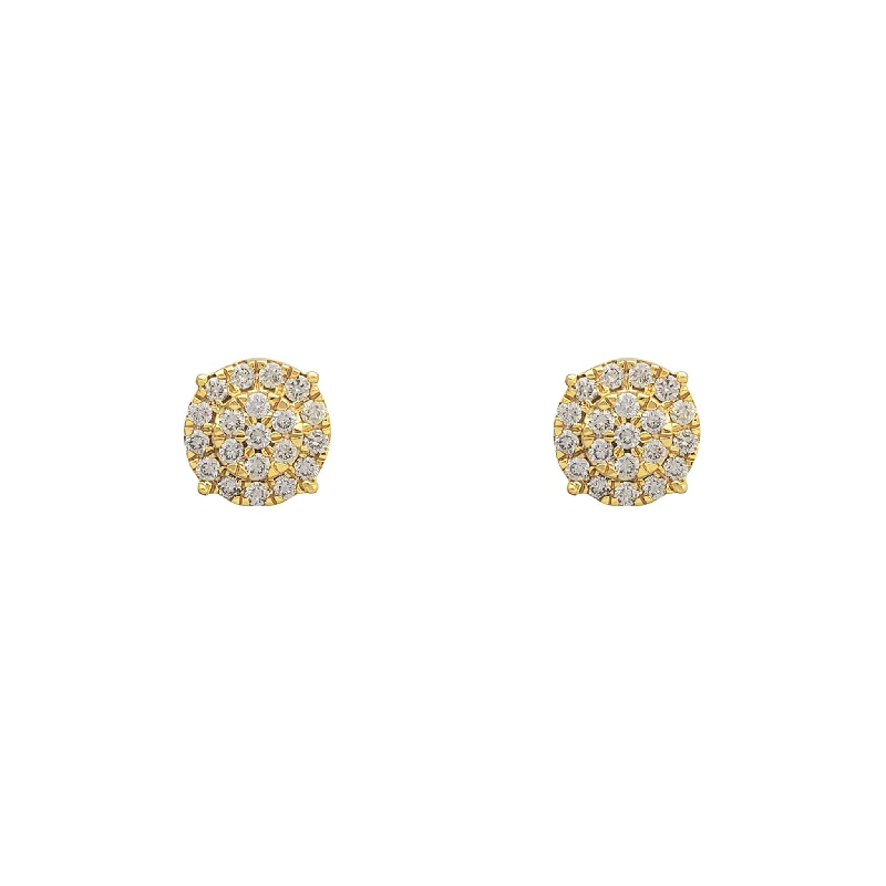 trendy earrings for women-Diamond Cluster Round Stud Earrings (14K)