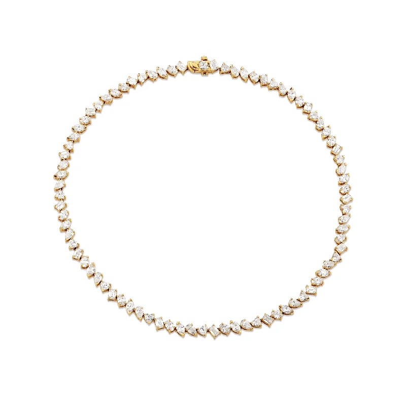 choker style necklace for women-18k Fortuna Tennis Necklace with Diamonds | Ready to Ship