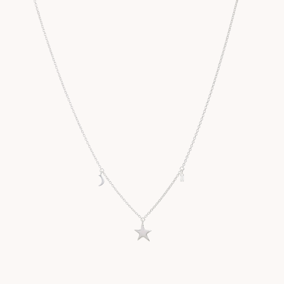 double pendant necklace for women-Bright star white topaz baguette necklace silver - sterling silver