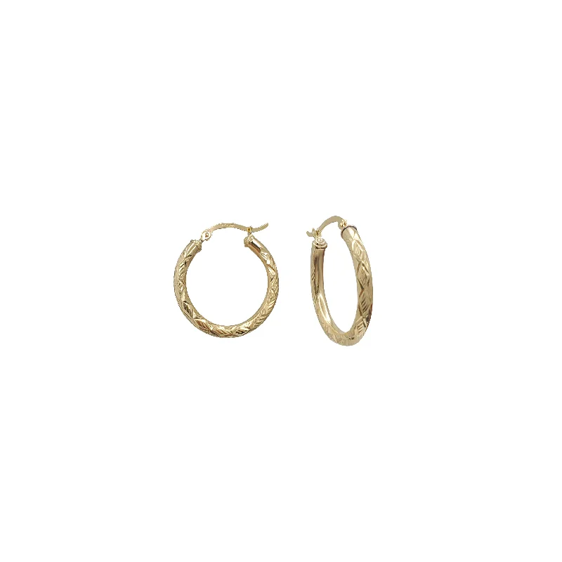 personalized earrings for women-Diamond-Cut Hoop Earrings (14K)