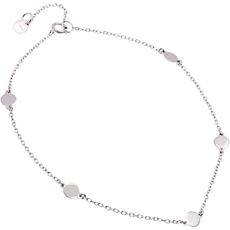 layered ankle chains for women-Sterling Silver Shiny Flat Circle Anklet