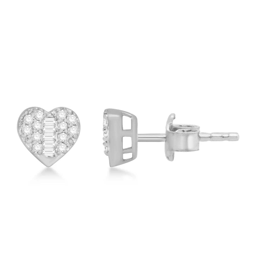 anniversary hoop earrings for women-Heart Diamond Earrings