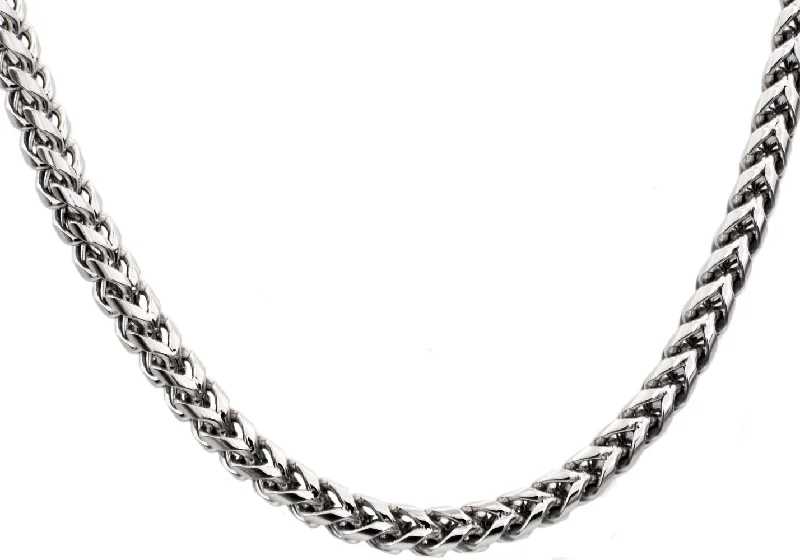 cross necklace for women-Mens Stainless Steel Rounded Franco Link Chain Necklace