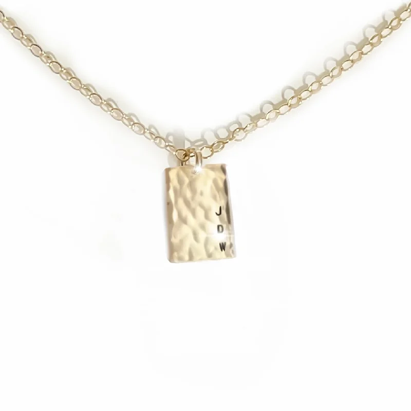 two-tone necklace for women-Rectangle Tag Necklace