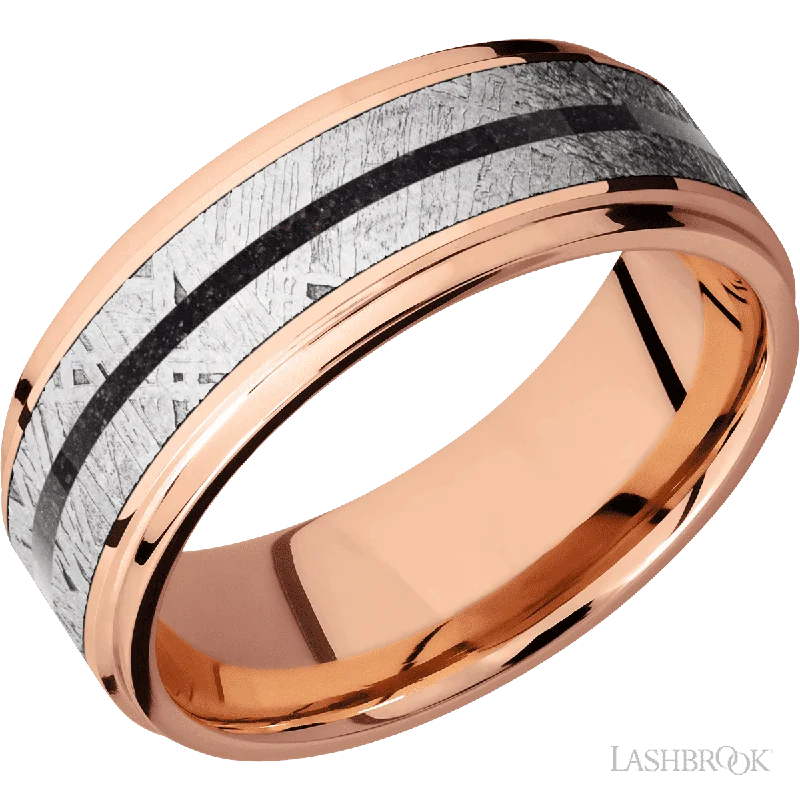 halo ring engagement rings for women-14K Rose Gold with Polish , Polish Finish - 8MM