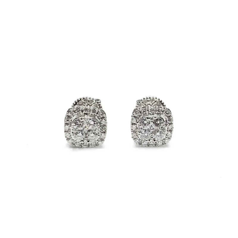 luxurious earrings for women-Diamond Square Earring (14K).