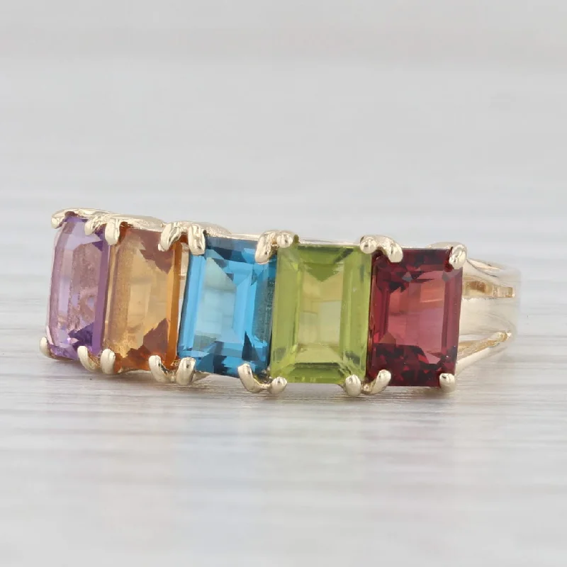 cushion cut engagement rings for women-3ctw Rainbow Gemstone Ring 10k Gold Size 7 Amethyst Citrine Topaz Peridot Garnet