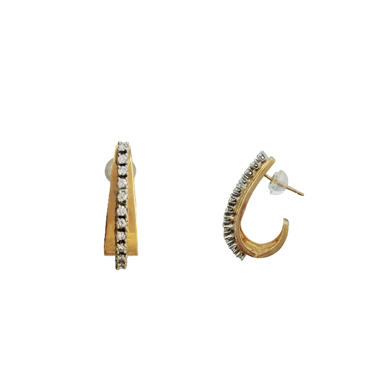 sterling silver earrings for women-Skating Blade Stud Earrings (14K)