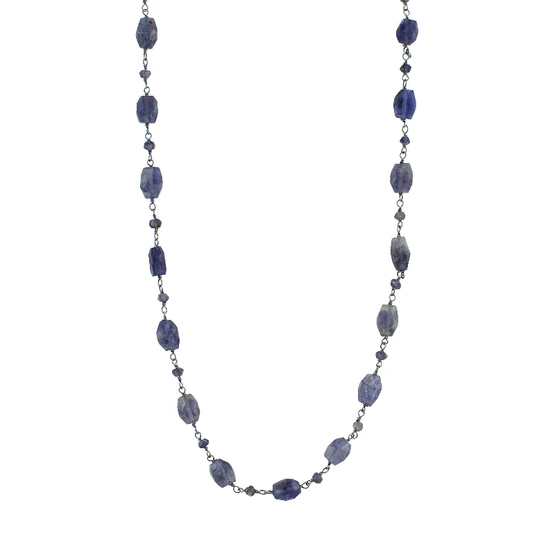 snake chain necklace for women-Stone Strand Necklace - Iolite - 22-24"