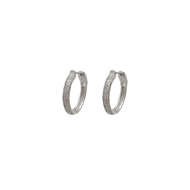 heart earrings for women-Zirconia Hoop Earrings (Silver)