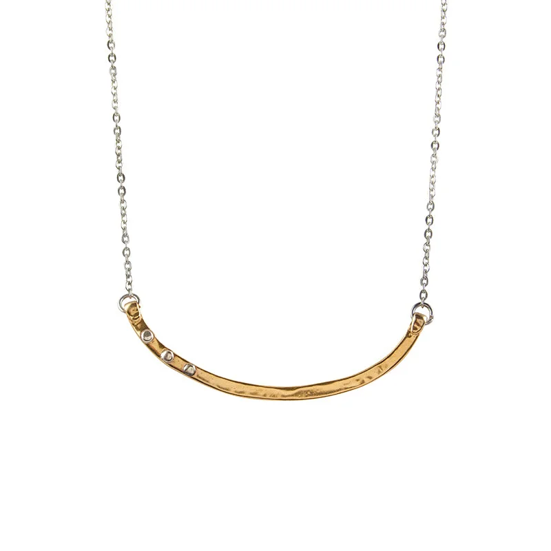 long necklace for women-Riveted Balance Necklace in Bronze